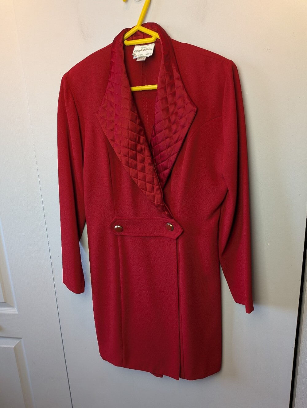 VINTAGE Joseph Ribkoff Women Red Blazer Size 8 Made In Canada Shoulder Pads